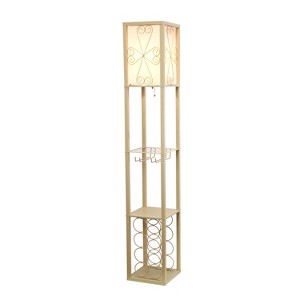 Etagere Organizer Storage Shelf Floor Lamp with Linen Shade - Simple Designs - 1 of 4