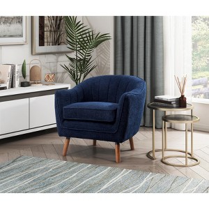 Grungis Chenille Accent Chairs,Living Room Chairs with Stitched Back and Solid Wood Legs,Comfy Chairs for Living Room,Bedroom - 1 of 4