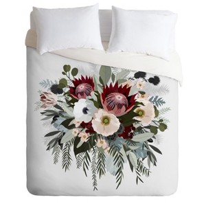 King Iveta Abolina Floral Sun Duvet Set White - Deny Designs
