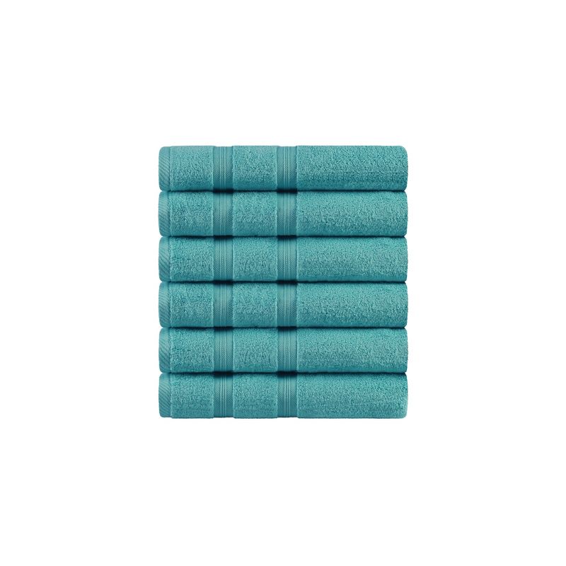 Smart Dry Zero Twist 100% Cotton Medium Weight Solid Border 6 Piece Hand Towel Set by Blue Nile Mills, 1 of 6