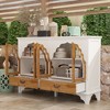 Famapy White Accent Cabinet Carved Floral European Style Magnetic Glass Door - 2 of 4