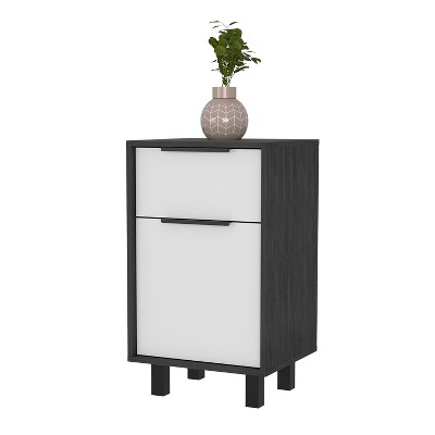 NicBex 16.14 inch Wide Nightstand with 1 Drawer,Modern Side Table with Large Storage Space and 4 Legs,Bedside Table for Bedroom,Living Room,Gray/Brown
