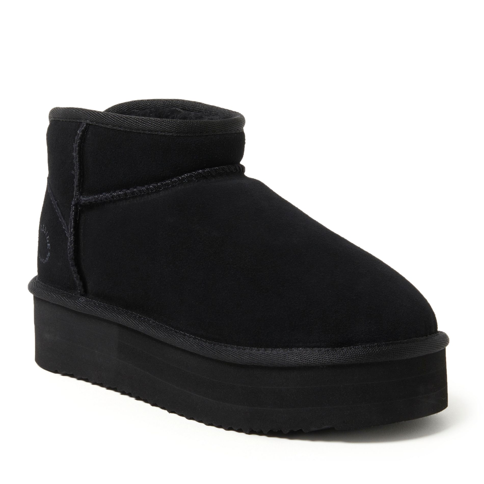 Fireside by Dearfoams Women's Kingston Genuine Shearling Platform Bootie - Black Size 9