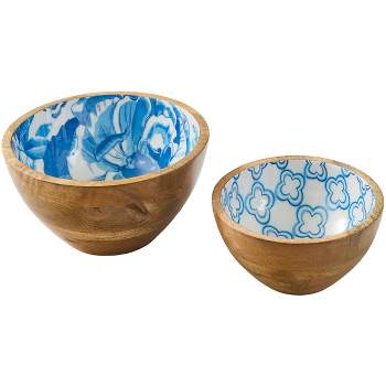 Patricia Heaton Home Blue Florals And Flitters Serving Bowls Set of 2
