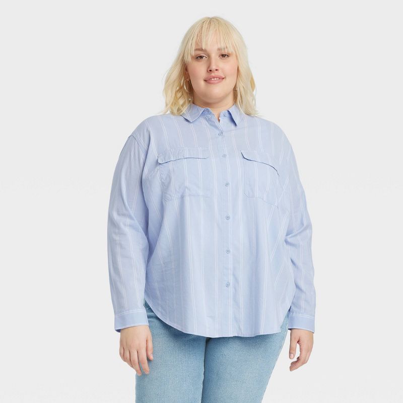 Women's Long Sleeve Utility Button-Down Shirt - Ava & Viv™, 1 of 4