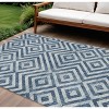 Navy Blue And Ivory Geometric Washable Indoor Outdoor Area Rug - 2 of 4