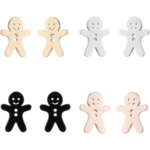 4 Pairs Stainless Steel Christmas Stud Earrings with Festive Holiday Designs. - 1 of 4