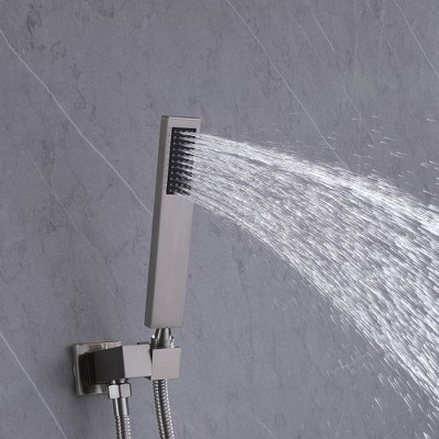 Brushed Nickel High Pressure Waterfall Spout Shower Kit