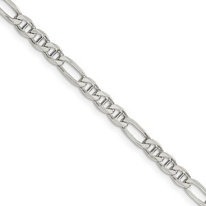 Black Bow Jewelry 3.75mm Sterling Silver Solid Figaro Anchor Chain Necklace - 1 of 4
