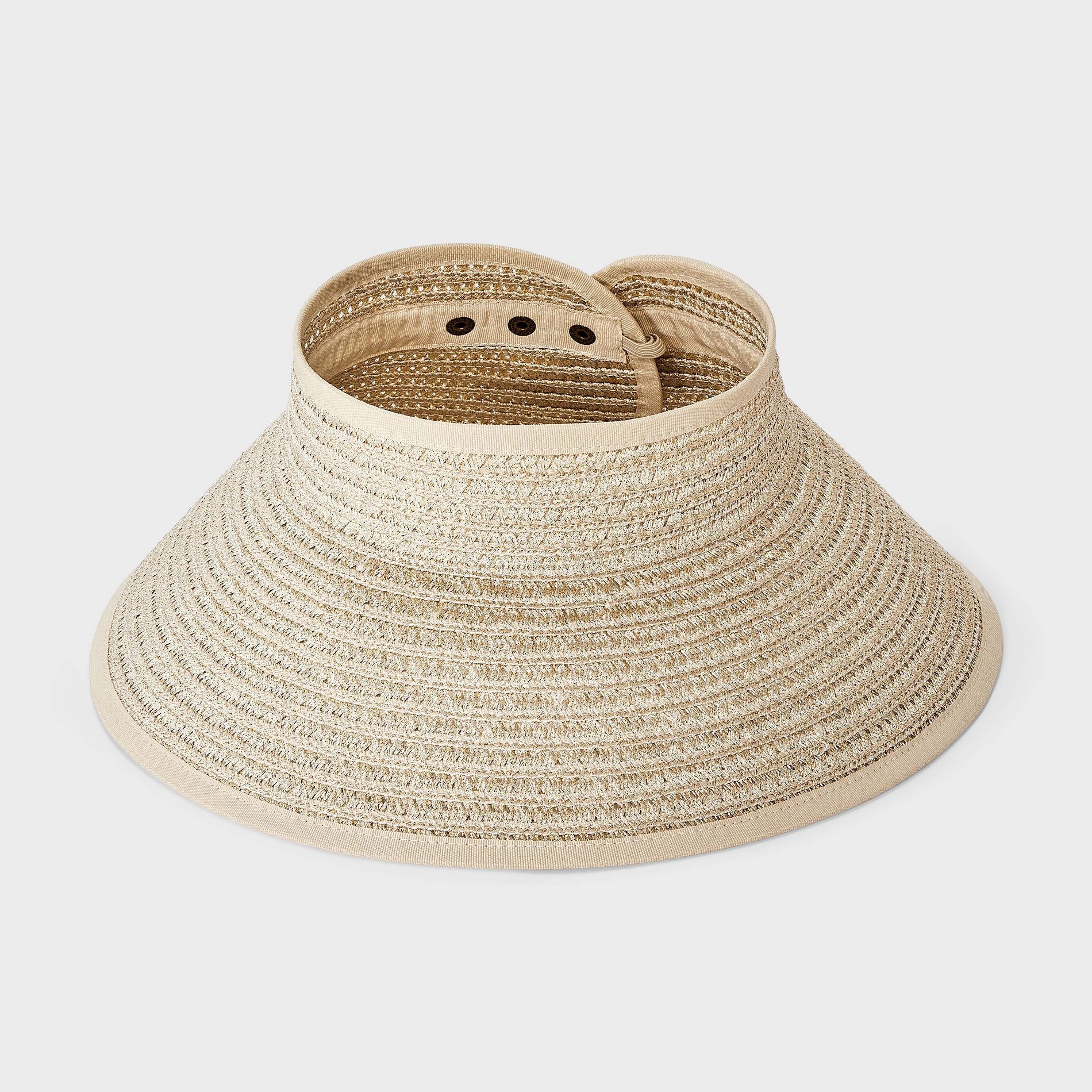 Packable Straw Full Visor Hat - Shade & Shore™ Tan