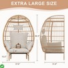 Wicker Egg Chair,Oversized Indoor Outdoor Lounger for Patio,500 Lbs Capacity w/5 Cushions - 3 of 4