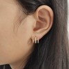 14K Gold Plated Triple Huggie Illusion Stud Earrings | Double Huggie Hoop Earrings for One Hole | Gold Hoop Earrings for Women - 2 of 4