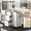 LunaLulinlk olling Kitchen Island with Storage, Kitchen Cart with Rubber Wood Top, 3 Drawer, 2 Slide-Out Shelf and Internal Storage Rack - 4 of 4