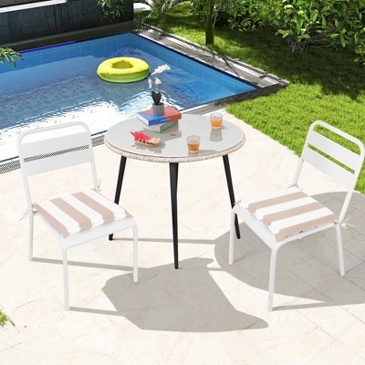 FURNIinspire Outdoor Seat Cushions 4pcs Patio Seat Cushion Replacement Seat Cushion, Striped Sponge Seat Cushion For  Gardens, Brown, 15"*15"*2.1"