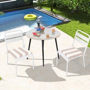 FURNIinspire Outdoor Seat Cushions 4pcs Patio Seat Cushion Replacement Seat Cushion, Striped Sponge Seat Cushion For  Gardens, Brown, 15"*15"*2.1" - 1 of 4