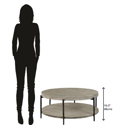 Round Gray Mango Wood and Metal Coffee Table