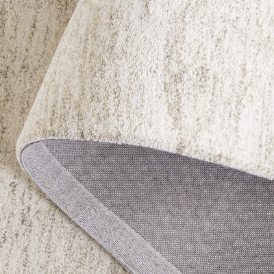 Light Grey and Beige Handmade Wool Tufted 4' x 6' Rug
