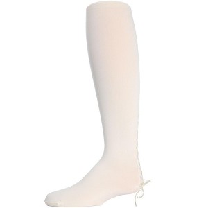 Memoi Girls Lace-Up Bow Opaque Tights - 1 of 2