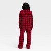 Women's Plaid Flannel Long Sleeve Shirt and Pants Holiday Matching Family Pajama Set - Wondershop™ Red/Black - 2 of 4