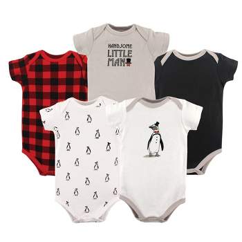 Hudson Baby Infant Boy Cotton Bodysuits 5pk, Penguin
