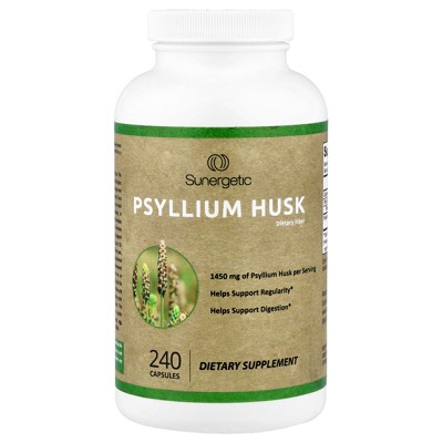 Sunergetic Psyllium Husk Dietary Fiber, 240 Capsules (725 mg per Capsule)