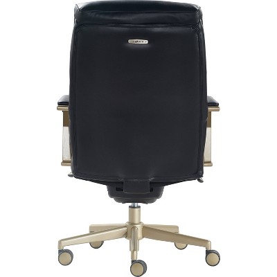 Modern Executive Black Bonded Leather Office Chair with Copper Base