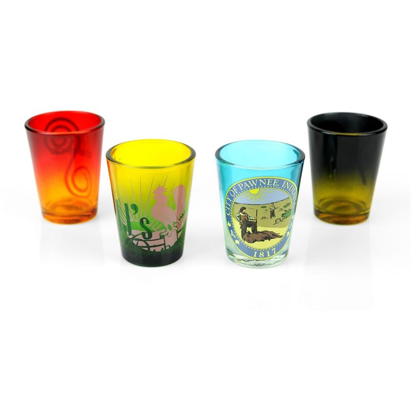 Surreal Entertainment Parks and Recreation Location Logos 4 Piece Shot Glass Set, 3 of 7