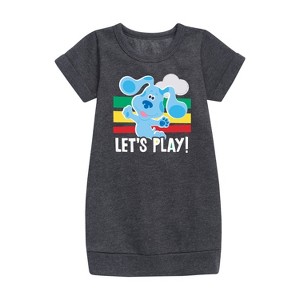 Girls' - Blue's Clues & You! - Let's Play Graphic Short Sleeve Fleece Dress - 1 of 3
