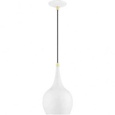 Andes Mini Pendant in Shiny White with Polished Brass Accents