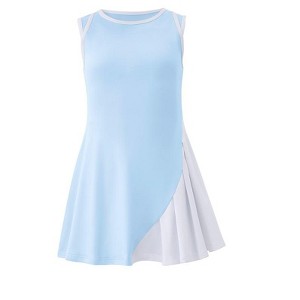Girls Tennis Dress Sleeveless Workout Dress with Separate Shorts Asymmetric Color Block Glof Dress A Line Athletic Dress for Girls - 1 of 4