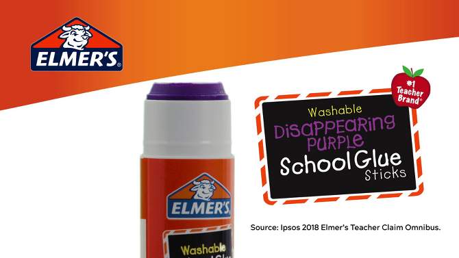 Elmer&#39;s 1.4oz Washable School Glue Stick - Disappearing Purple, 2 of 9, play video