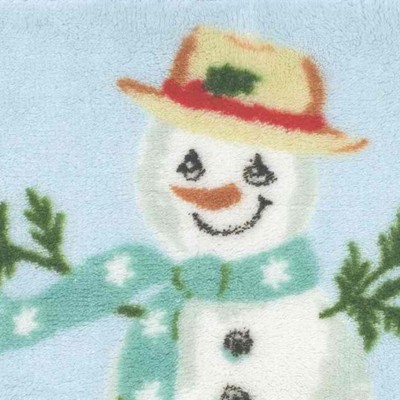 Coastal Snowman Blue and Beige Cotton Bath Rug