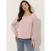 Allegra K Women's Casual Button Decor Long Sleeve Solid Square Neck Blouse - 3 of 4