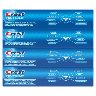 Crest Pro-Health Clean Mint Tarter Control Whitening Toothpaste - 4.3oz/4pk
