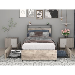 PAGED Bed Frame Modern Bed Frame with Storage Headboard, Outlets and USB Ports, Box Spring Not Required, Noise Free, Easy Assembly - 1 of 4