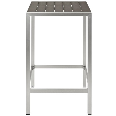 Petite Silver Gray Aluminum Square Outdoor Bar Table