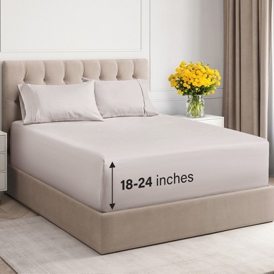 Extra Deep Pocket 4 Piece Sheet Set - Soft Bed Sheets, Fits 18"-24" Mattresses - CGK Linens
