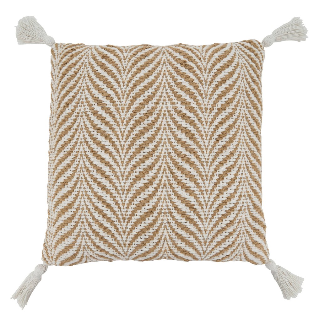 Photos - Pillowcase 20"x20" Oversize Wavy Line with Woven Jute Square Throw Pillow Cover - Sar