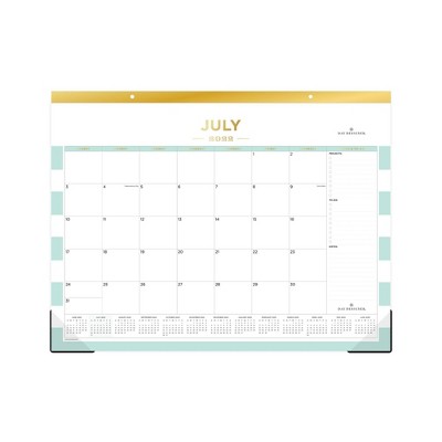 2022-23 Academic Desk Pad Calendar 22"x17" Rugby Stripe Mint - Day Designer