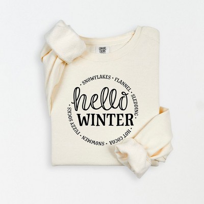 Simply Sage Market Women's Lightweight Garment Dyed Graphic Sweatshirt Hello Winter