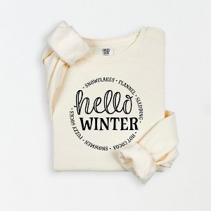 Simply Sage Market Women's Lightweight Garment Dyed Graphic Sweatshirt Hello Winter - 1 of 4