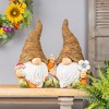 Distressed Garden Gnome Statue with Mushroom and Flower Accent – 16.5"H MGO Figurines (Set of 2) by Melrose - 4 of 4