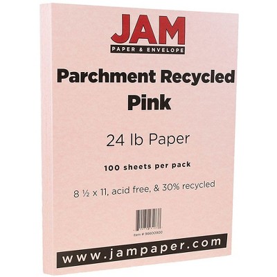 JAM Paper Parchment 24lb Paper 8.5 x 11 Pink Recycled 100 Sheets/Pack 96600900