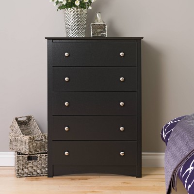 5 Drawer Dresser Black - Prepac