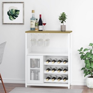 TackView Coffee Wine Bar Cabinet with Storage and Detachable Rack,Farmhouse Sideboard and Buffet Cabinet for Home Office - 1 of 4