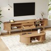 Whisen Wooden TV Stand with Sliding Tambour Door & Golden Handle, Oval Fluted Design, Charging Station for TV up to 80" - 2 of 4