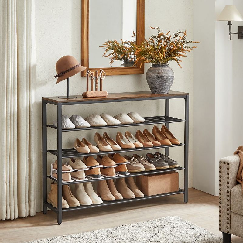 VASAGLE 5 Tier Shoe Rack for Closet, Entryway, Rustic Brown and Black, 2 of 7