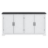 Country Style Wooden Sideboard with Pine Doors and Legs 4 Metal Handles for Hallway Entryway Living Room Dining Room - 2 of 3