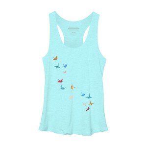 Women's Design By Humans Flying Paper Cranes Birds By Magnussons Racerback Tank Top - 1 of 3