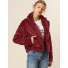 Allegra K Women's Cropped Notch Lapel Open Front Faux Fur Fluffy Coat - 4 of 4